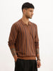 Slim Fit Flatknit Full Sleeve Polo T-Shirt | Brown | WPT02FSSL1257S
