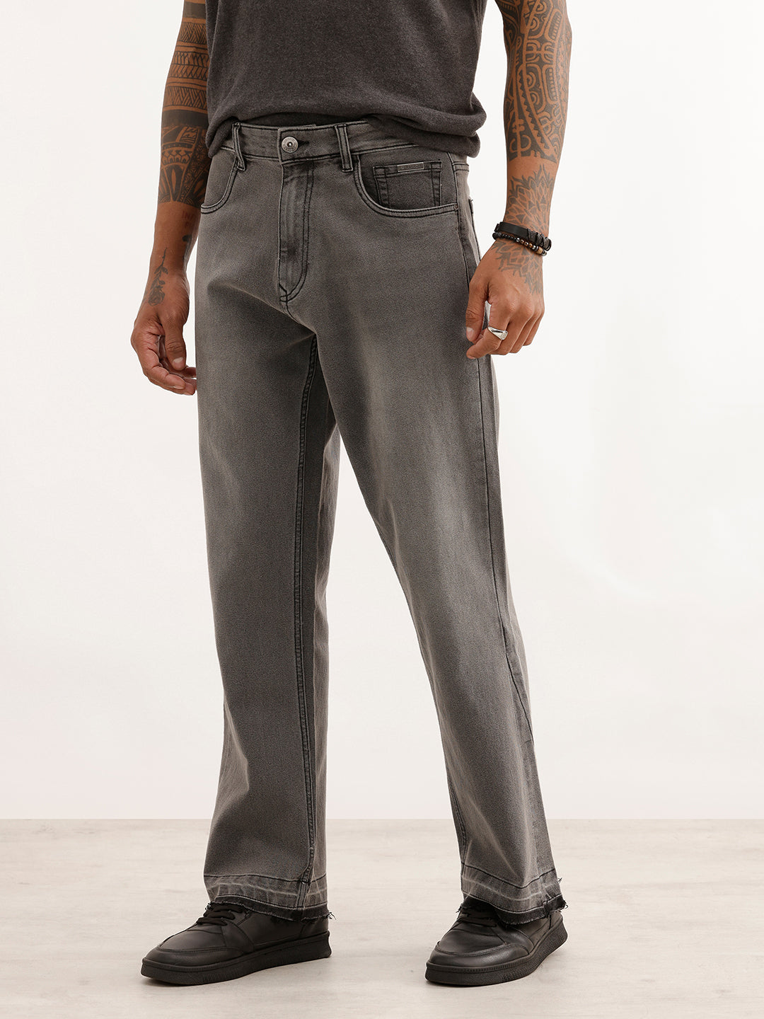 Bootcut Fit Solid Denim Jeans | Grey
