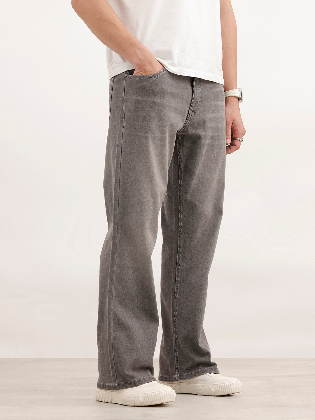 Faded Bootcut Denim Jeans | Grey