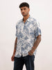 Slim Fit AOP Half Sleeve Shirt | White | WSH02HSSL0165S