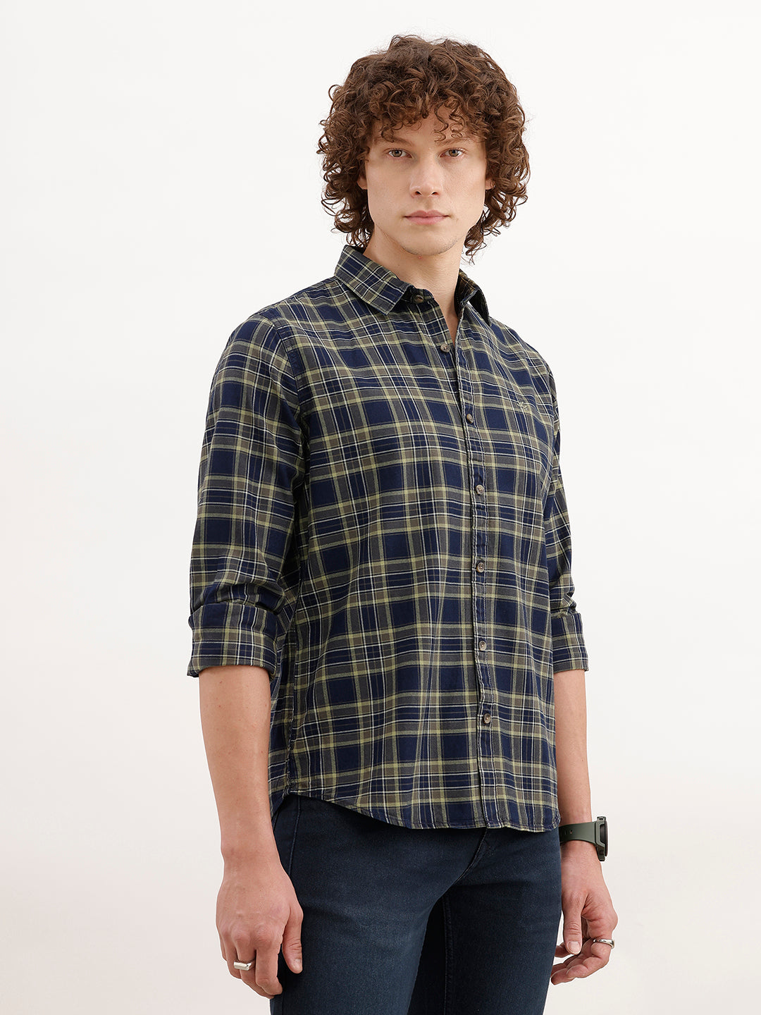 Slim Fit Checkered Shirt | Green