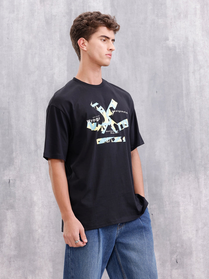 Brand Carrier Graphic Printed Oversized Fit T-shirt | Black
