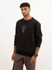 Comfort Fit Placement Printed Sweatshirt | Black