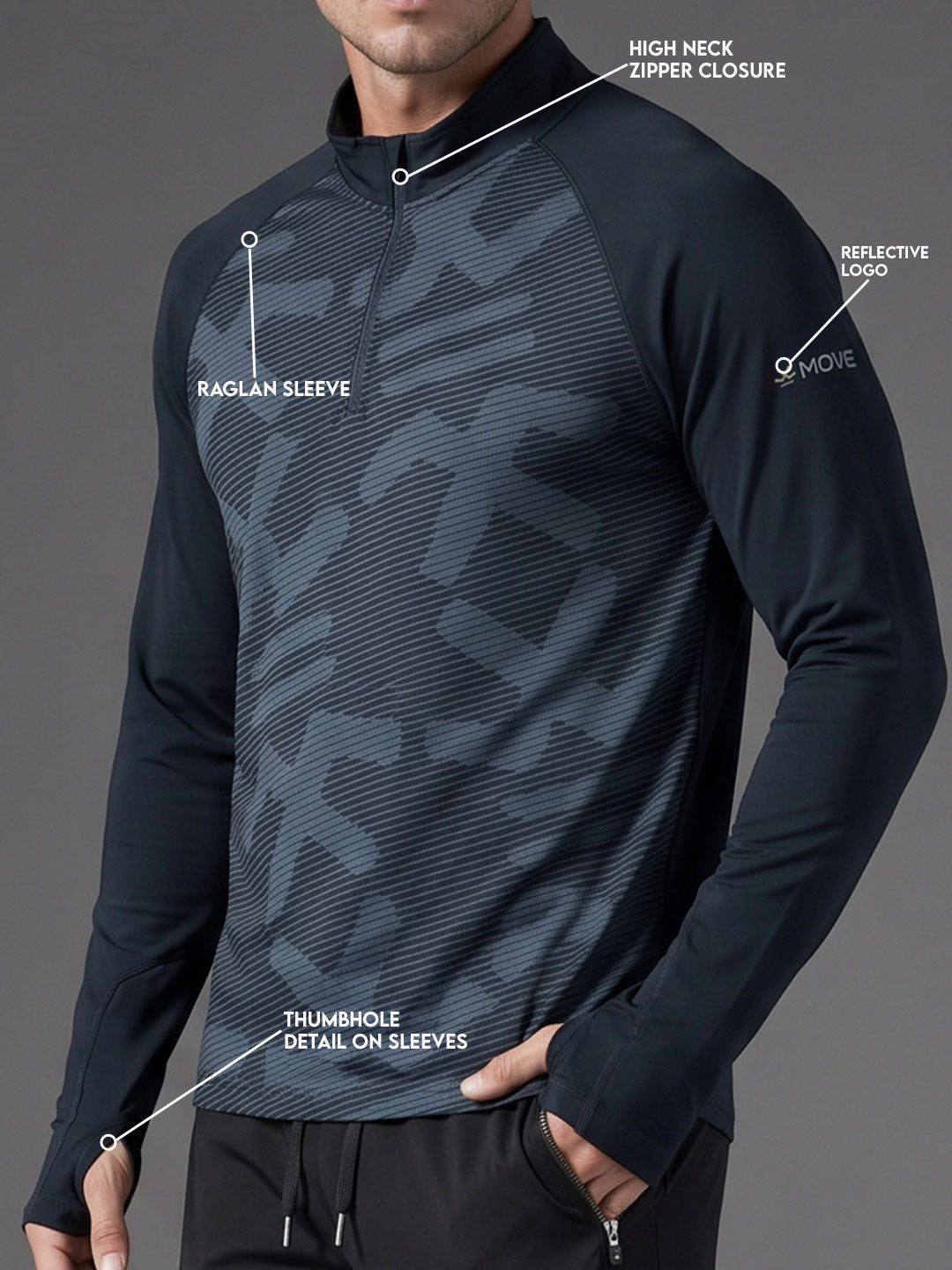 Quarter Zip Sweatshirt | Active |  Navy Blue
