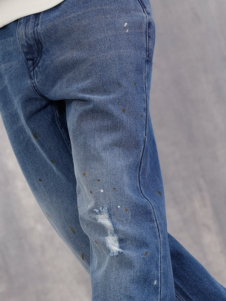 Mid Blue Anti Fit Mild Distressed Jeans I Midstone|