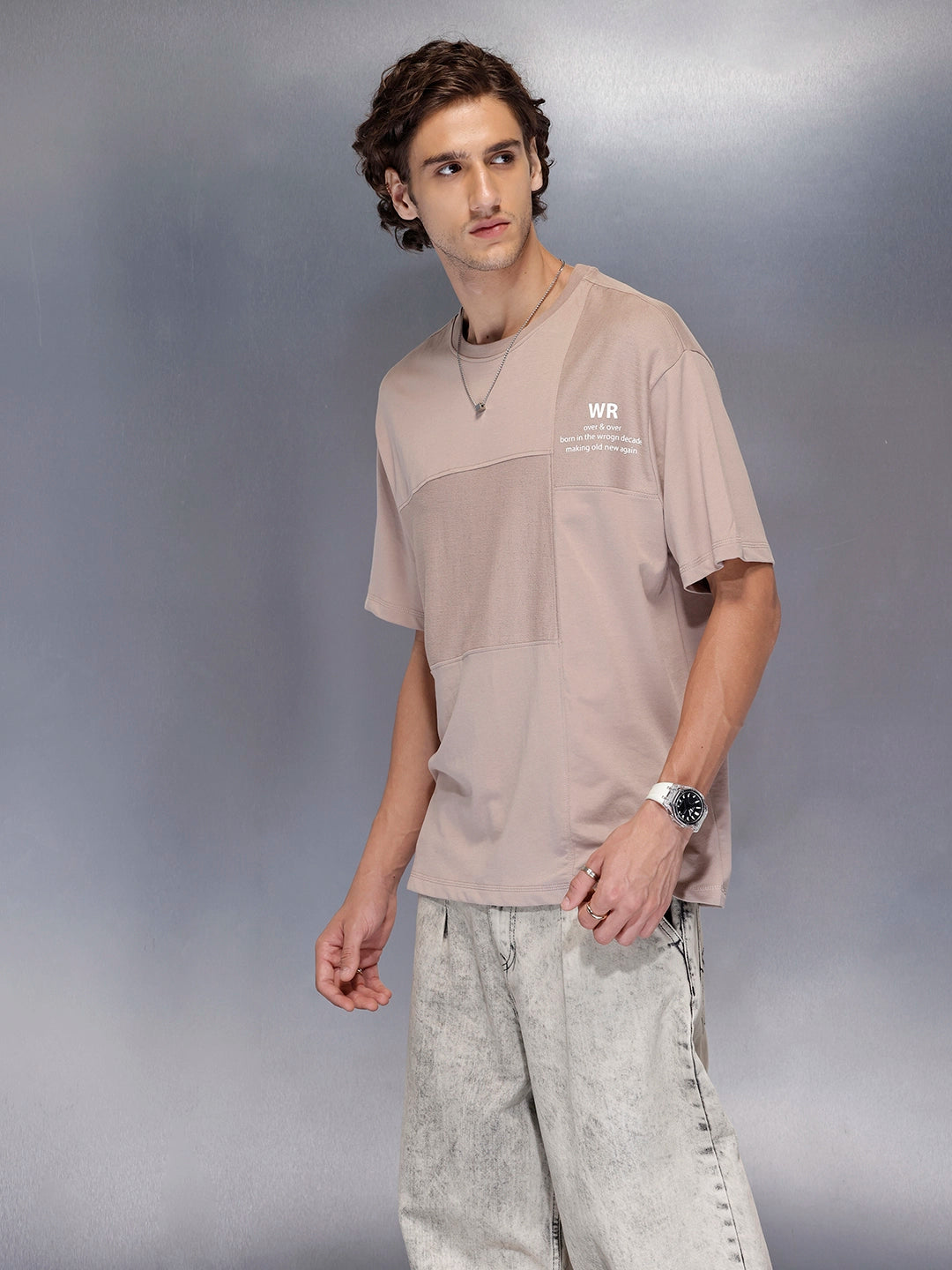 Men’s Soft Panelled Street Tee | Brown
