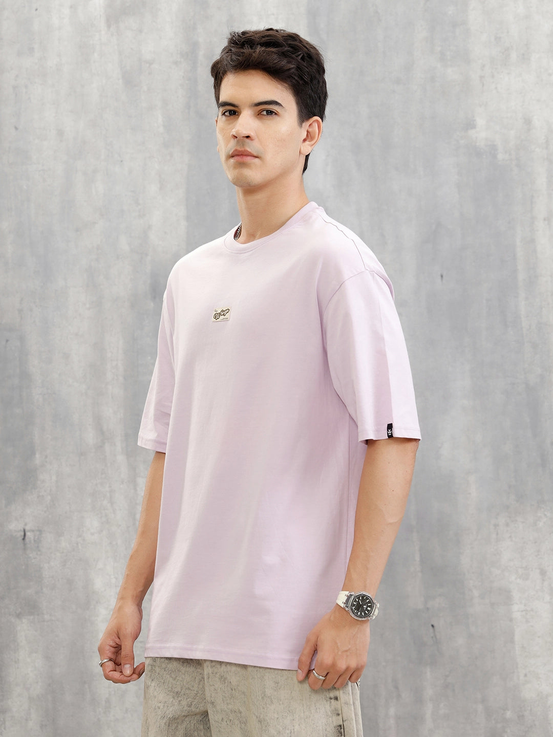 Placement Patchwork Oversized T-Shirt | Purple