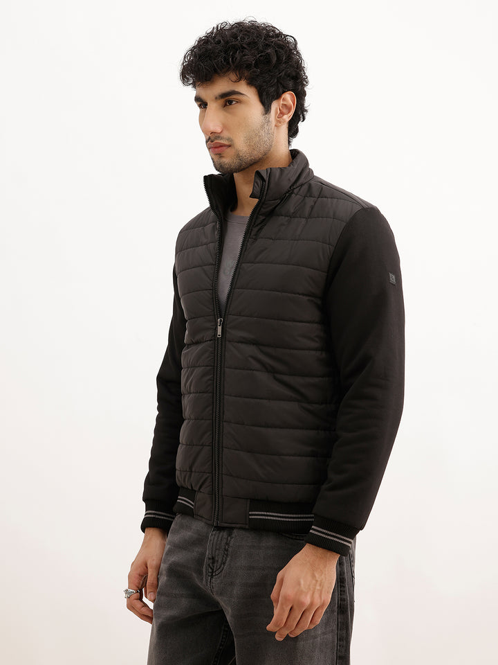 Regular Fit Pannel Puffer Jacket | Black