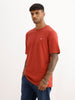 Solid Comfort Fit Textured T-Shirt | Rust