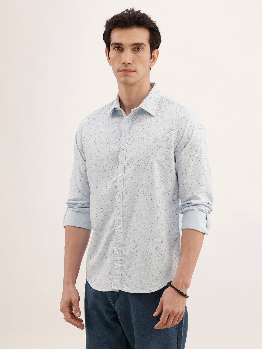 Regular Fit AOP Full Sleeved Shirt | Light Blue