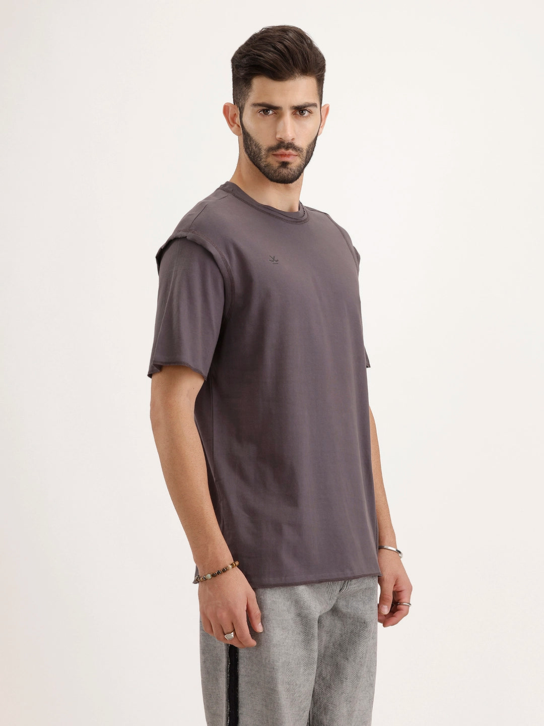 Oversized Fit Cut & Sew T-Shirt | Dark Grey