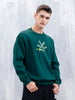 Wrogn Comfort Fit Graphic Sweatshirt For Men | Dark Green