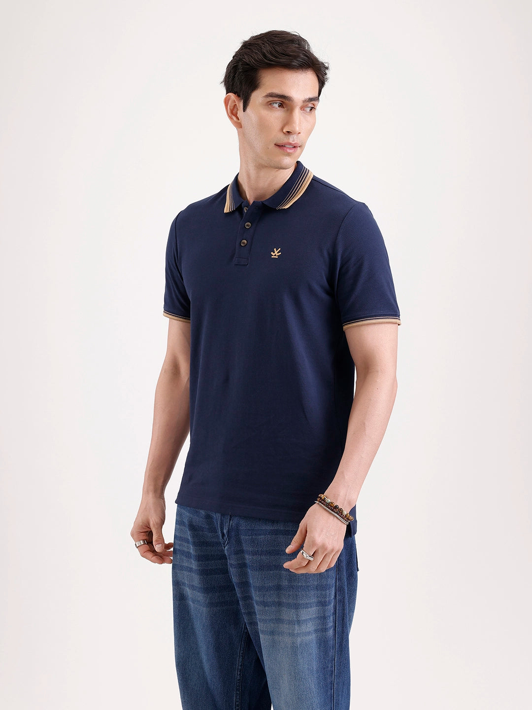 Tipping Collar Polo T-Shirt   |  Navy Blue