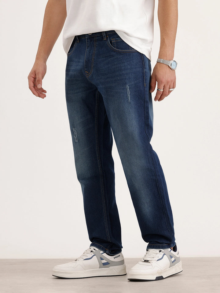 Relaxed Fit Faded Denim Jeans | Blue