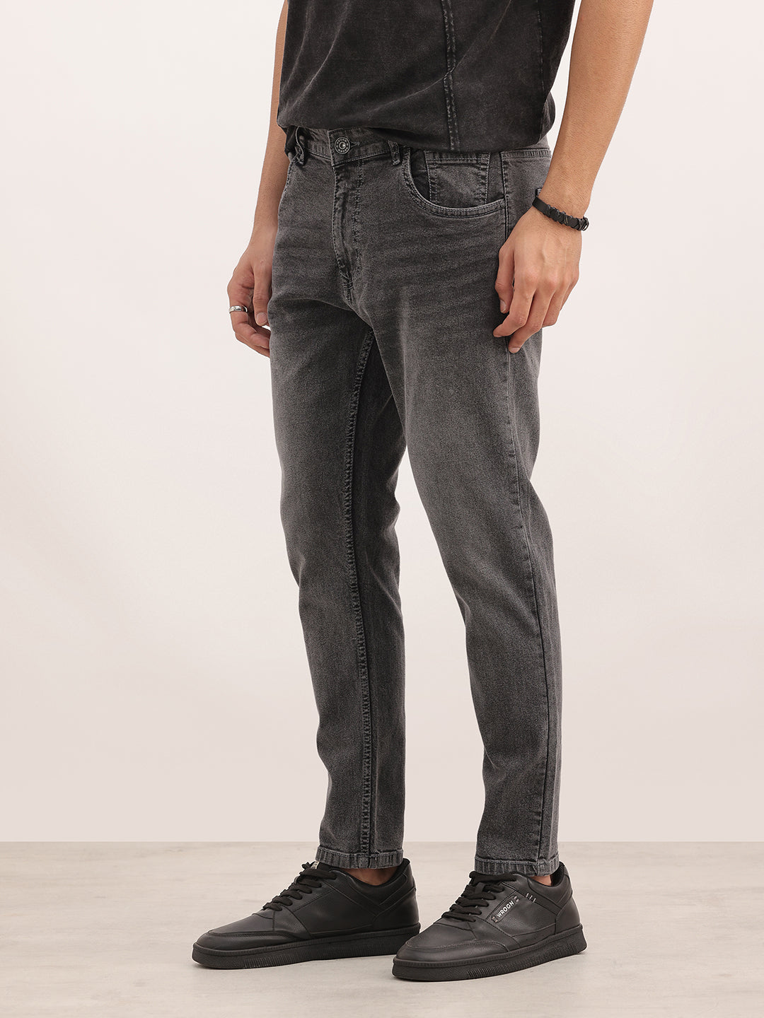 Solid Skinny Fit Denim Jeans | Dark Grey