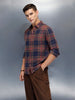 Men's Casual Slim Fit Checkered Pattern Shirt | Navy Blue