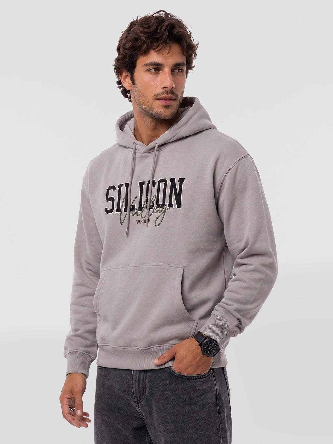 Classic Embroidered Patch Hooded Sweatshirt | Beige | WTSS7390M