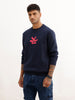 Comfort Fit Placement Printed Sweatshirt | Navy Blue