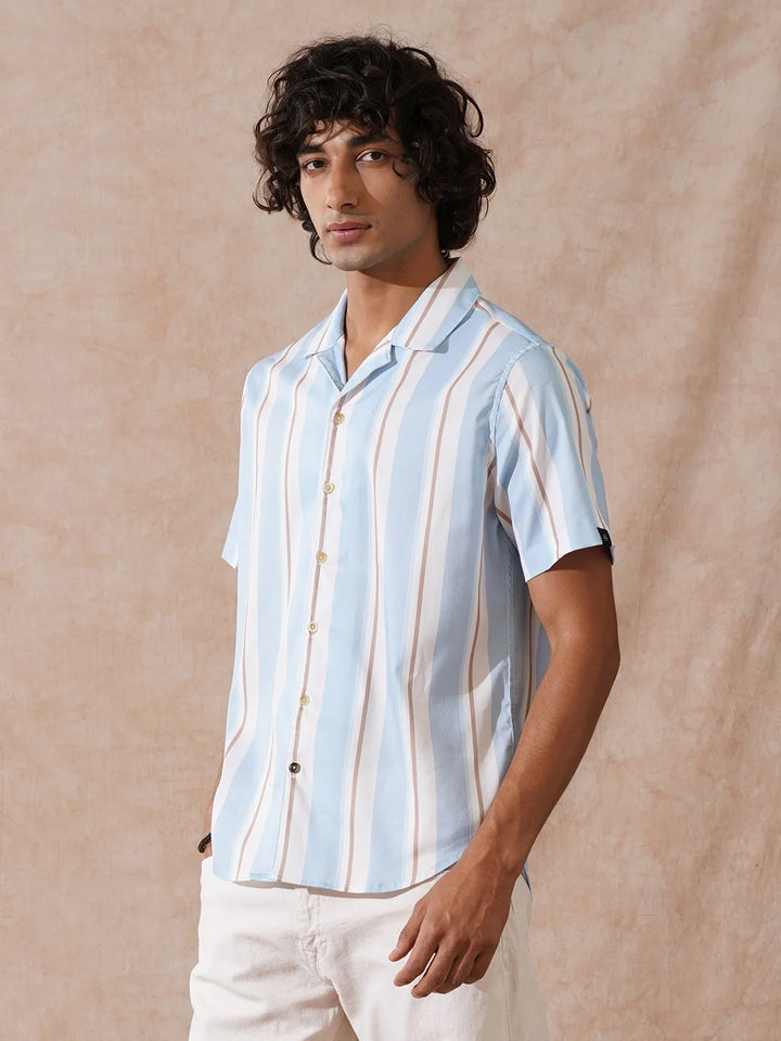 Striped Micro Cord Texture Shirt | Light Blue