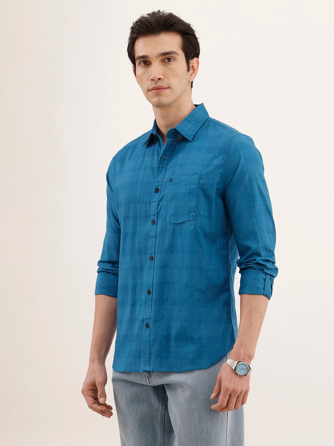 Regular Fit Textured Shirt | Blue
