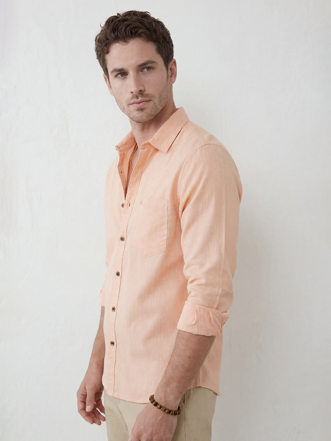 Solid Regular Fit Full Sleeve Shirt | Orange