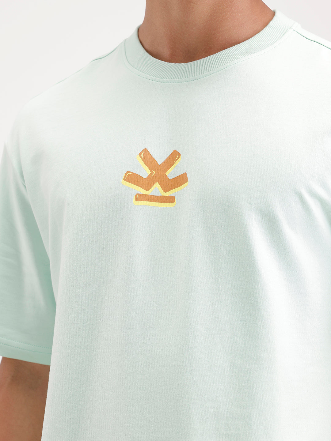 Oversized Back Printed T-Shirt  | Light Blue