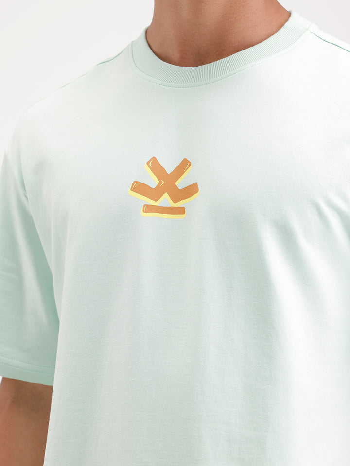 Oversized Back Printed T-Shirt  | Light Blue