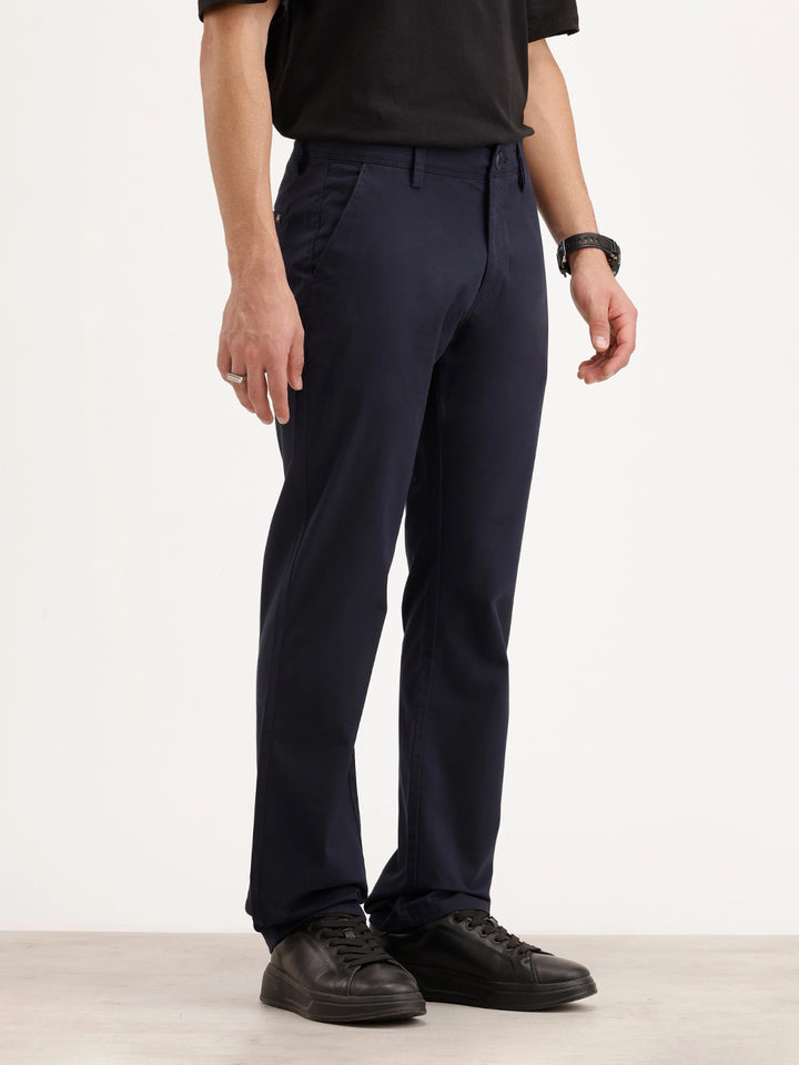 Solid Straight Fit Trouser | Navy Blue