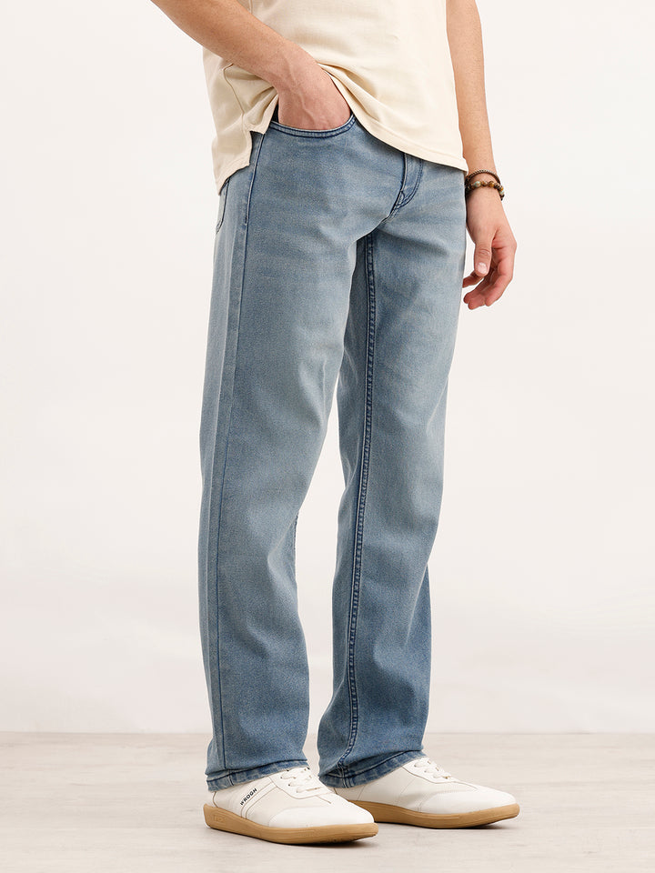 Straight Fit Denim Jeans | Light Blue