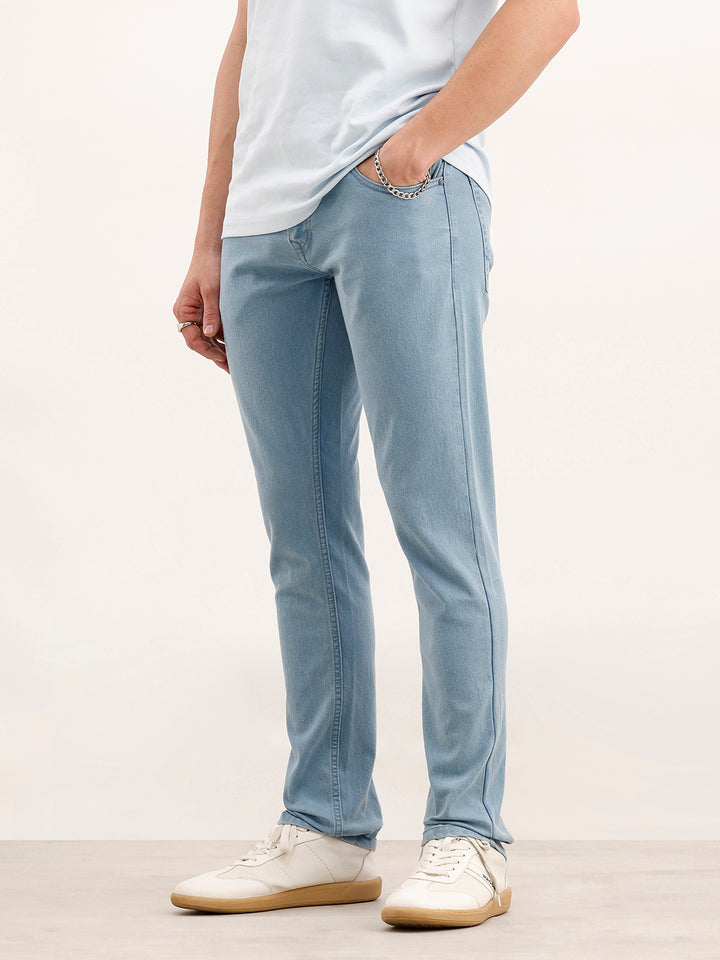 Solid Slim Fit Denim Jeans  | Light Blue