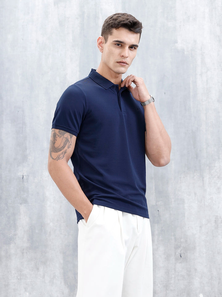 Classic Textured Men's Polo Tshirt | Blue