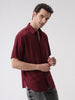 Solid Wine Viscose Shirt