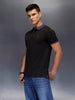 Men's casual polo t-shirt with contrast collar detail | Black