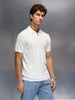 Men's Textured Zip- Up Polo T-Shirt  |  White