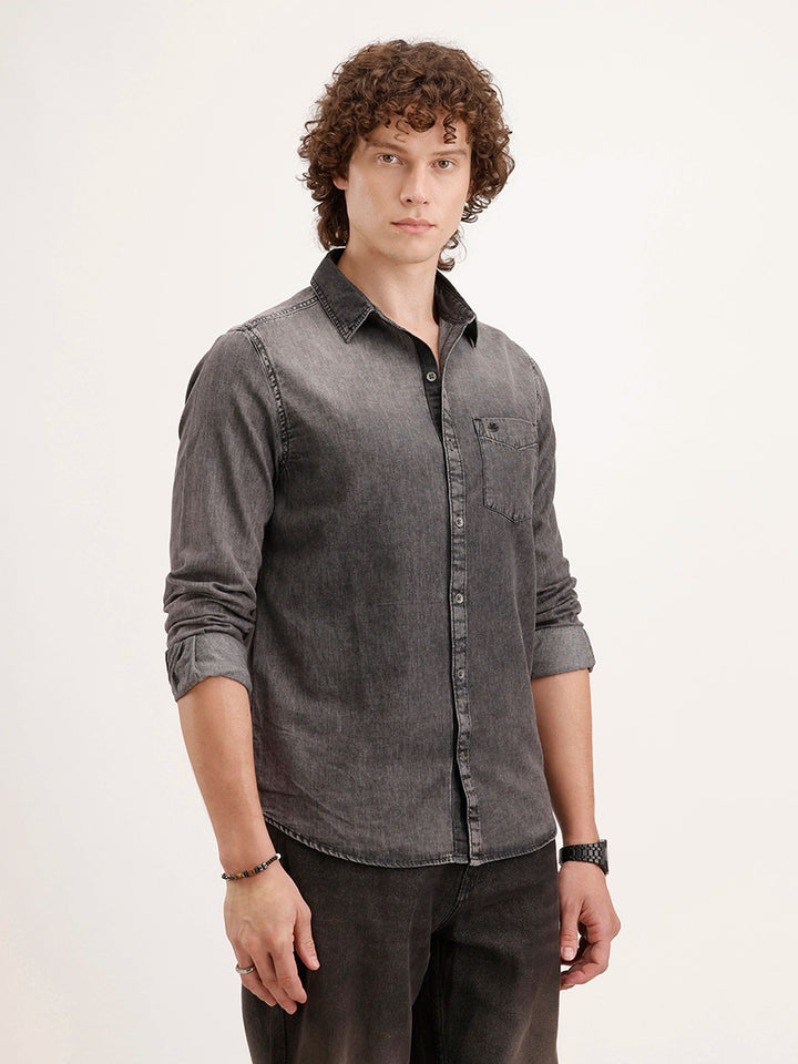 Slim Fit Faded Shirt | Grey
