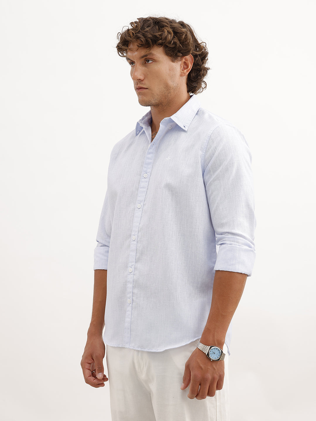 Slim Fit Solid Shirt | Light Blue