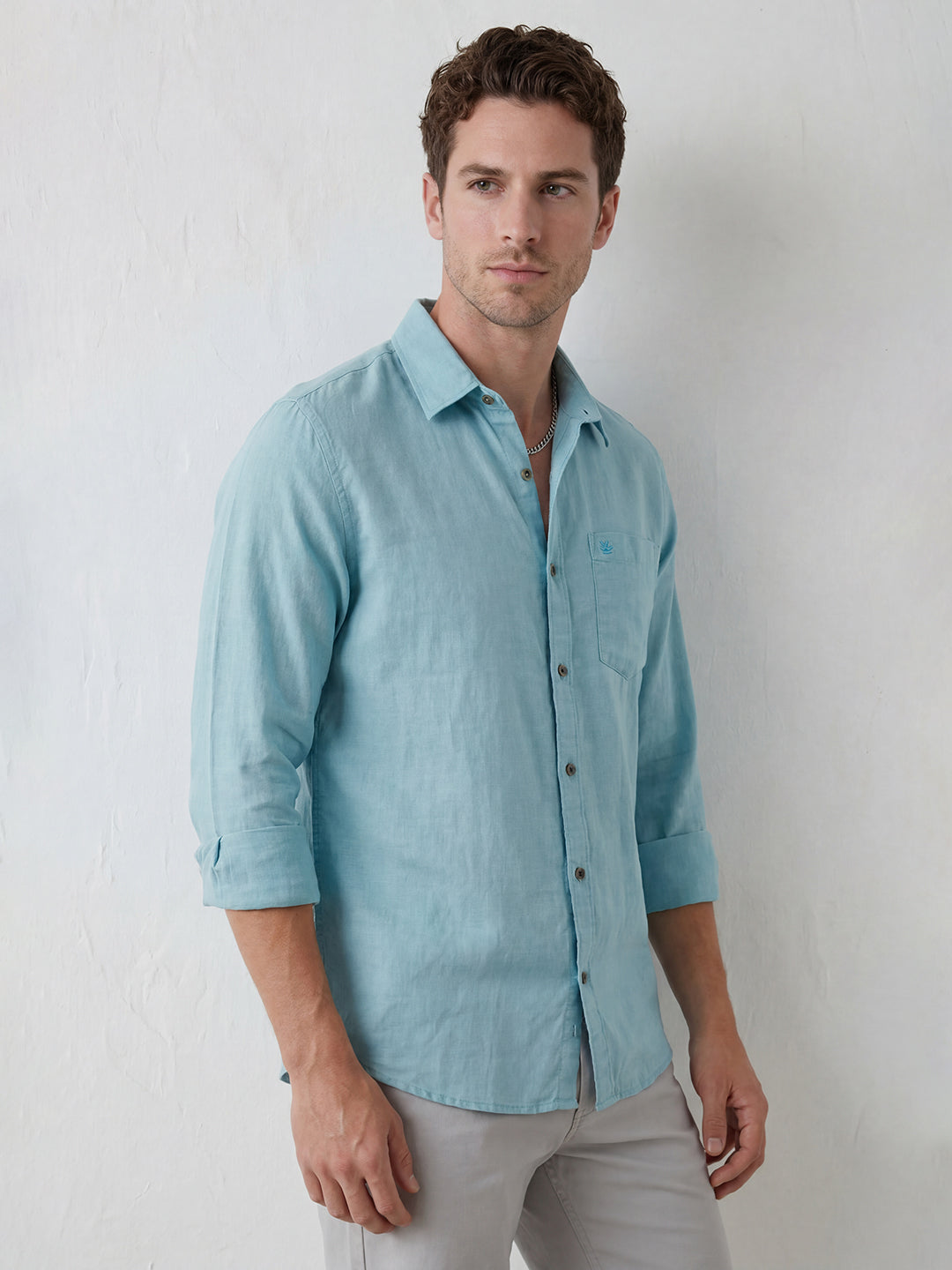 Solid Regular Fit Full Sleeve Shirt | Blue