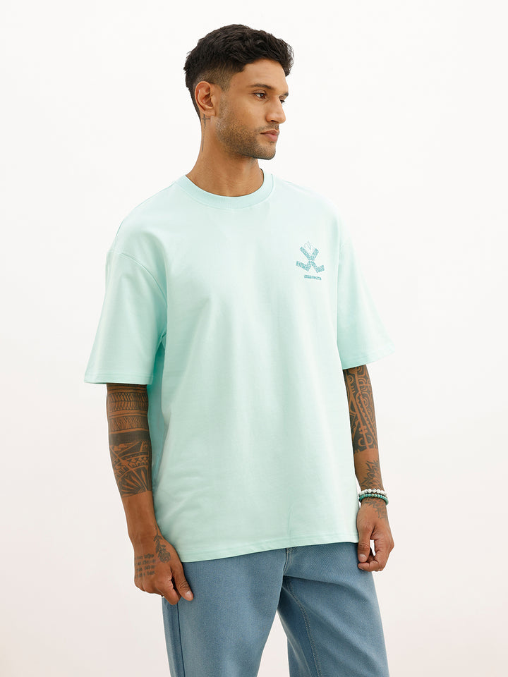 Oversized Back Printed T-Shirt | Light Green