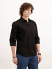 Solid Slim Fit Textured Shirt | Black