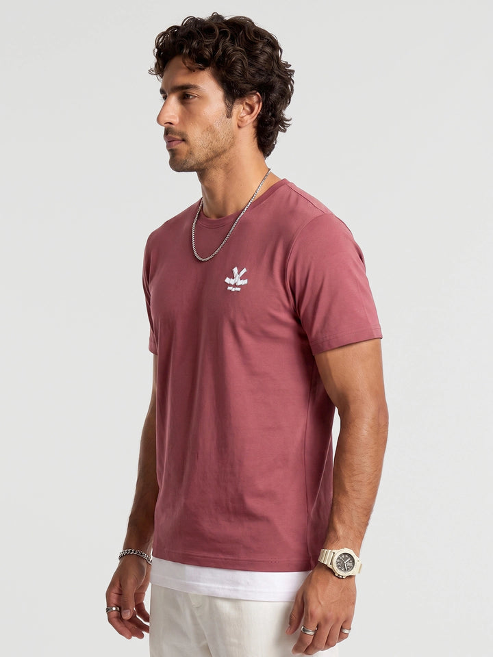 Solid Placement Printed T-Shirt | Pink
