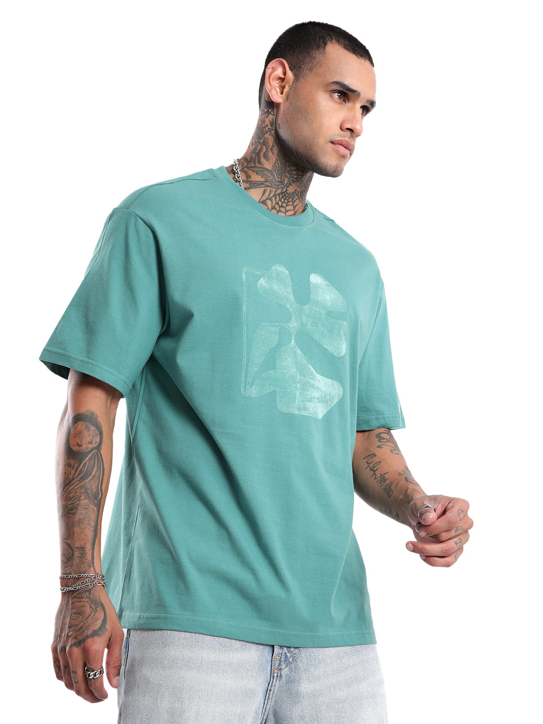 Premium Green Chest Printed T-Shirt