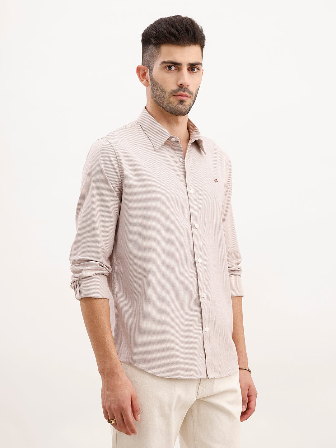Slim Fit Striped Shirt | Brown