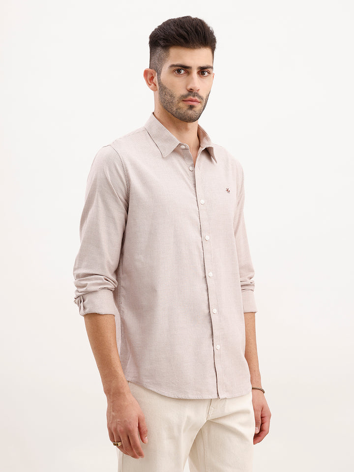 Slim Fit Striped Shirt | Brown