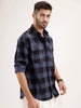 Oversized Checkered Double Pocket Shirt | Blue