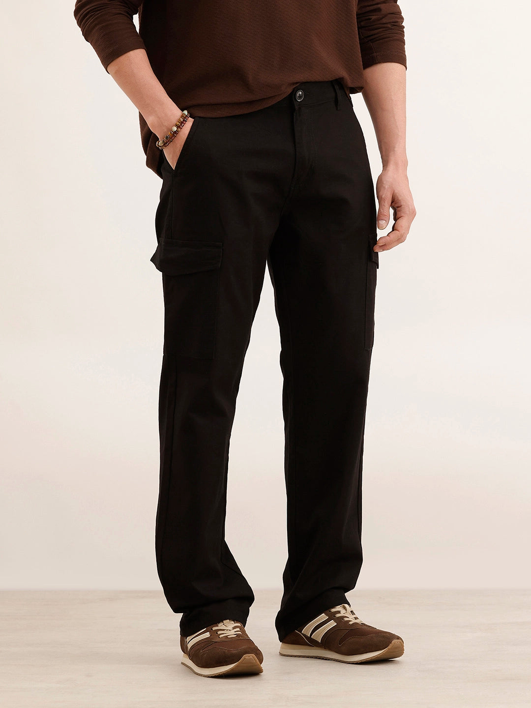 Anti Fit Solid Cargo Trouser | Black