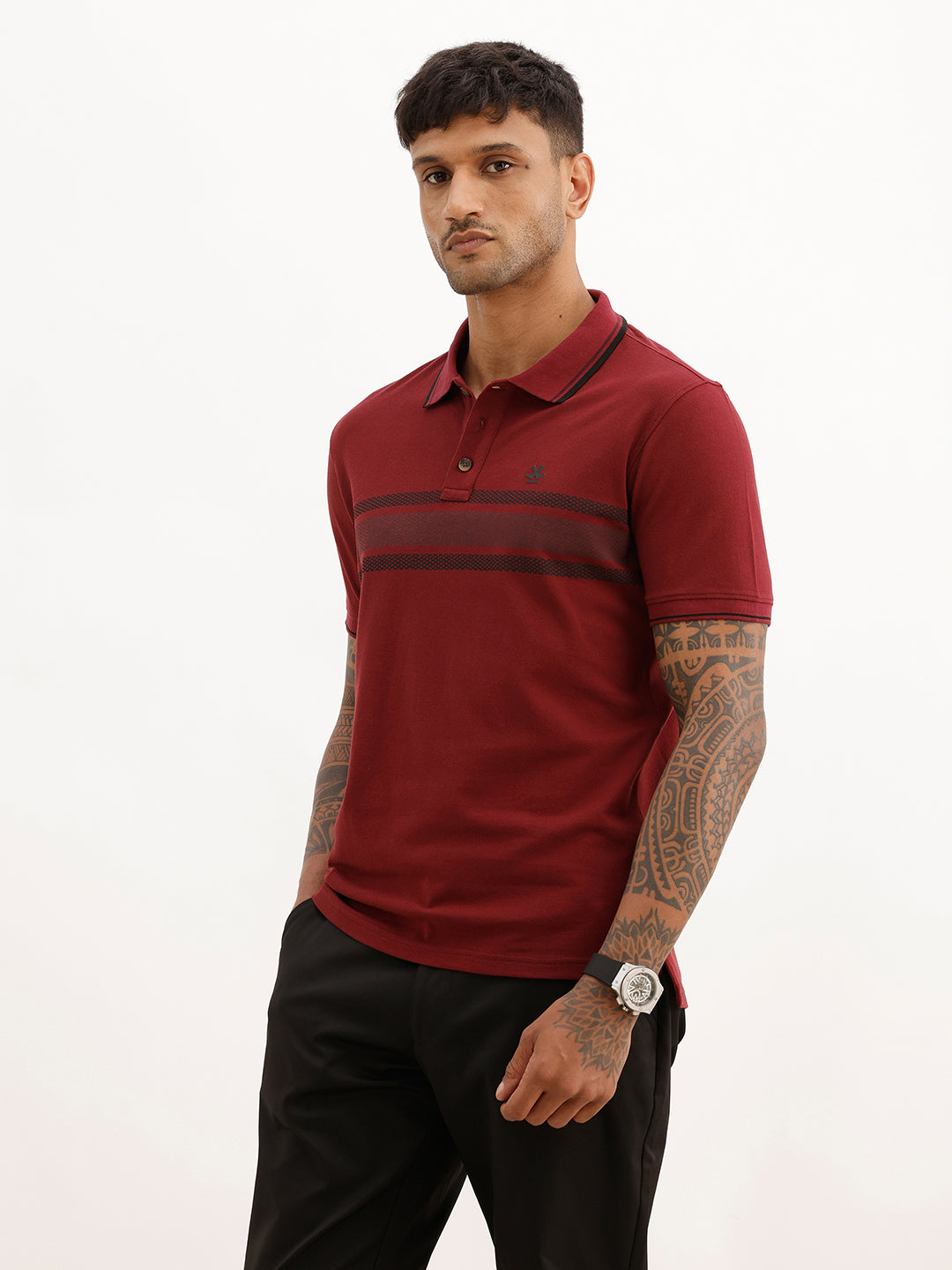Placement Printed Polo T-Shirt | Maroon | WWTS238F