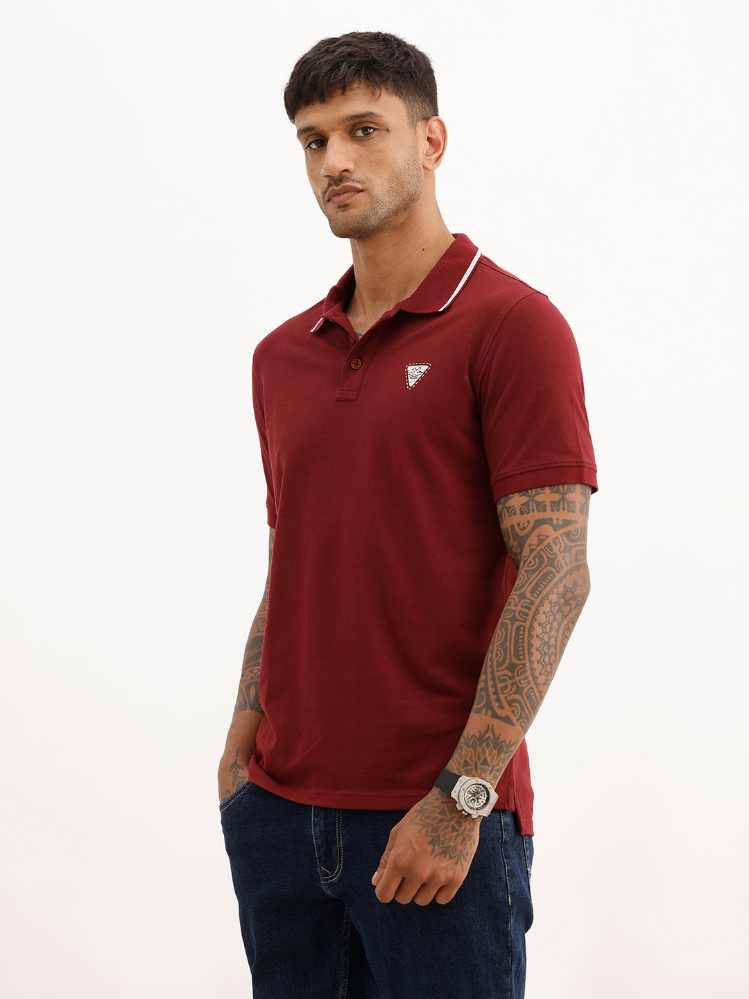 Solid Tipping Collar Polo T-Shirt | Rust | WWTS279F