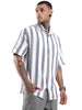 Striped Oversized Half Sleeve Shirt