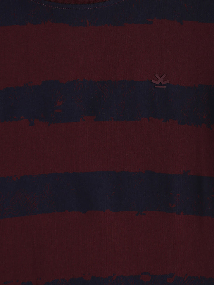 Casual Stripes Slim Fit T-Shirt | Red