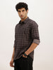Slim Fit Checkered Full Sleeve Shirt | Dark Grey